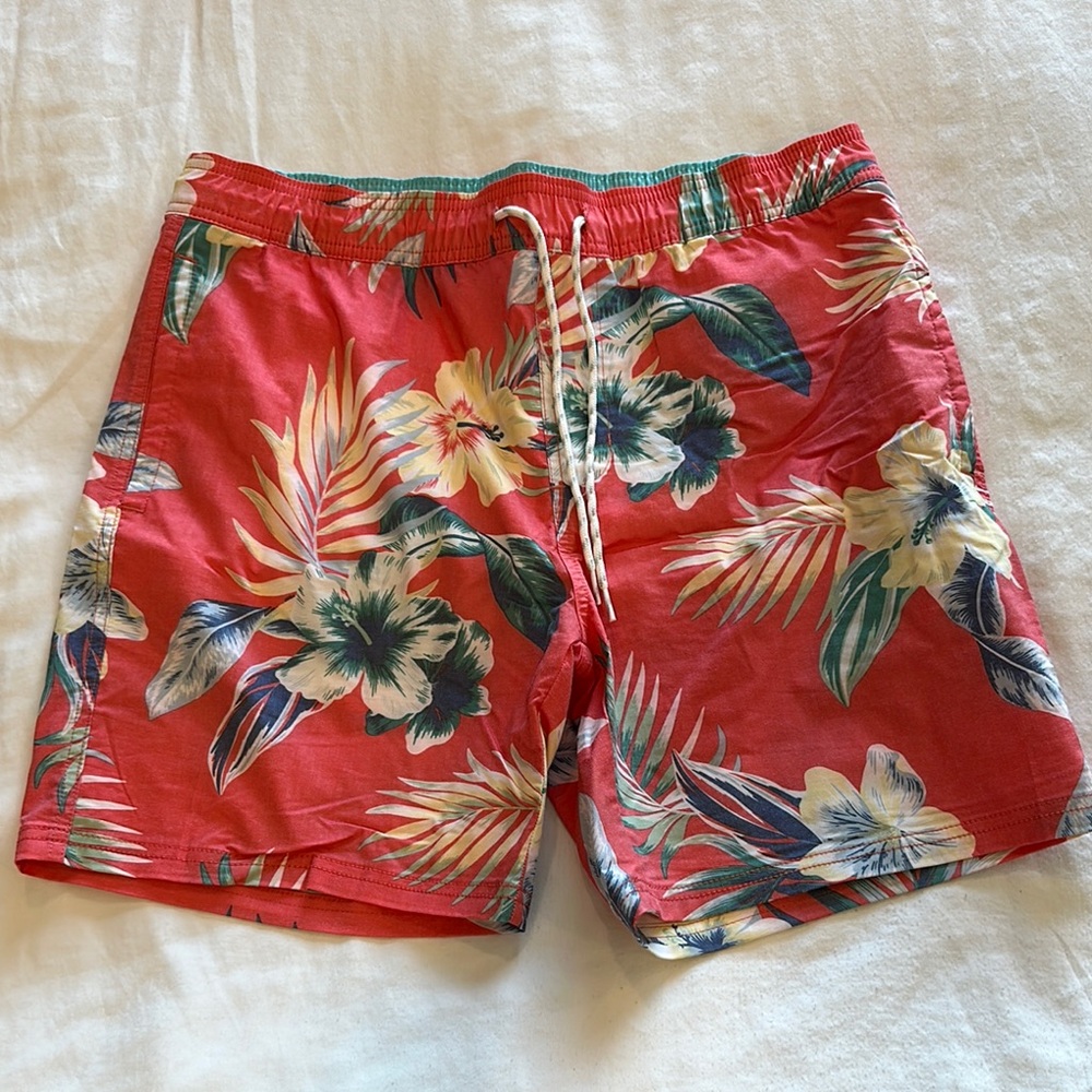 Tropical Red Floral Swim Shorts